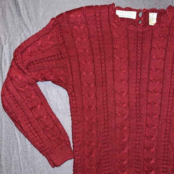 Vtg Irish Fisherman Wool Sweater Medium Cable Knit Holiday Grandma Acedemia - Picture 5 of 9